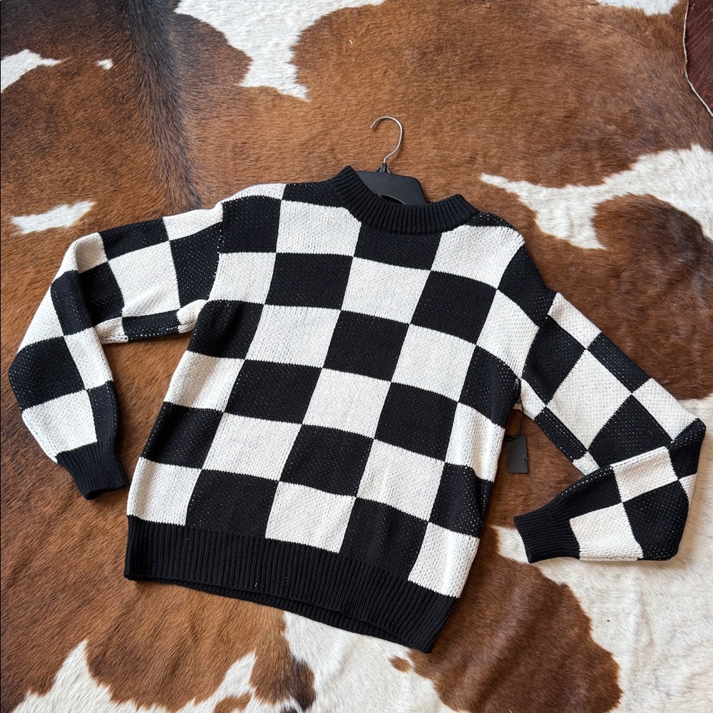 Black and White Checkered Sweater